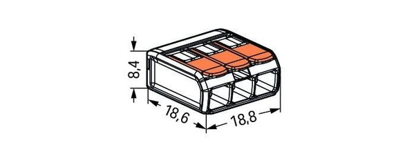 Wago Wago 221 Lasklem - 4mm² - 3-Polig - 12 stuks