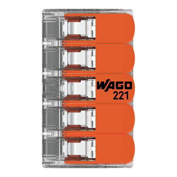Wago Wago 221 Lasklem - 4mm² - 5-Polig - 8 stuks