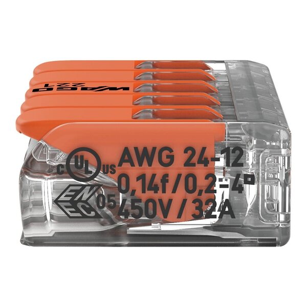 Wago Wago 221 Lasklem - 4mm² - 5-Polig - 8 stuks