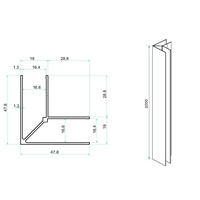 Wiesbaden Wiesbaden Horizon Koppelset voor Inloopdouche Met Nisdeur 200x4.7 cm Mat Zwart
