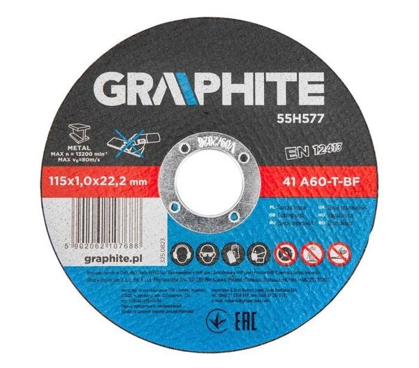 Graphite Doorslijpschijf 115mm Metaal 10st