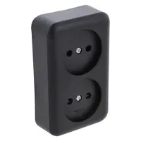 Q-Link contactdoos opbouw 2-voudig met kinderbeveiliging zwart