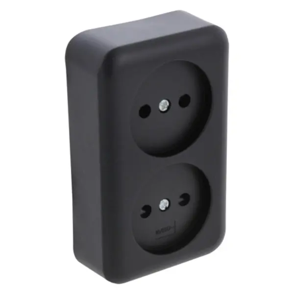 Q-Link contactdoos opbouw 2-voudig met kinderbeveiliging zwart