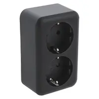Q-Link contactdoos opbouw 2-voudig met randaarde met kingerbeveiliging zwart