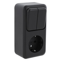 Q-Link contactdoos opbouw combinatie serie zwart