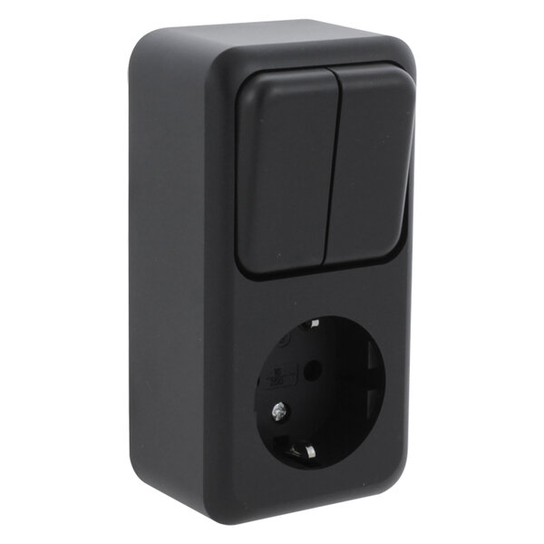 Q-Link contactdoos opbouw combinatie serie zwart