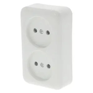 Q-Link contactdoos opbouw 2-voudig met kinderbeveiliging polarwit