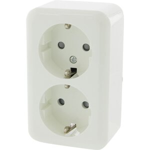 Q-Link contactdoos opbouw 2-voudig met randaarde met kinderbeveiliging polarwit