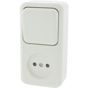 Q-Link combinatie stopcontact en schakelaar opbouw wissel polarwit