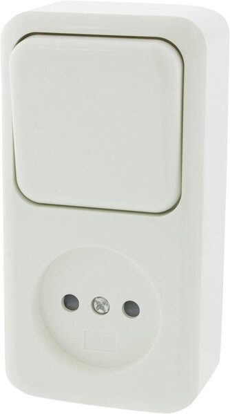 Q-Link combinatie stopcontact en schakelaar opbouw wissel polarwit