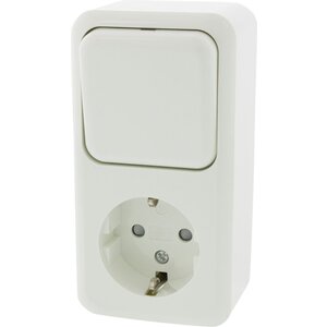 Q-Link combinatie stopcontact en schakelaar opbouw wissel randaarde polarwit