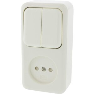 Q-Link combinatie stopcontact en schakelaar opbouw serie polarwit
