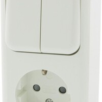 Q-Link combinatie stopcontact en schakelaar opbouw serie randaarde polarwit