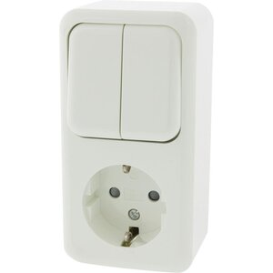 Q-Link combinatie stopcontact en schakelaar opbouw serie randaarde polarwit