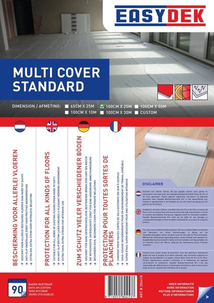 Easydek Easydek Multi Cover Stucloper Standaard - Zelfklevend Vochtdicht - 100cm x 25m - 180 gr/m²