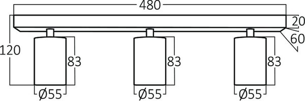 Braytron Braytron Beta LED Opbouw Plafond Lamp - 3x GU10 - IP20 - Wit