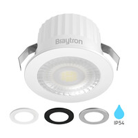 Braytron Braytron LED Inbouw Spot met Vervangbaar Kop - 3W - IP54 - 4000K - Rond - Wit/Zilver/Zwart