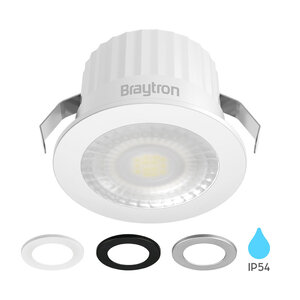 Braytron LED Inbouw Spot met Vervangbaar Kop - 3W - IP54 - 4000K - Rond - Wit/Zilver/Zwart