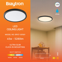 Braytron Braytron Jade LED Opbouw Lamp - Rond - 45W - IP20 - CCT - Zwart