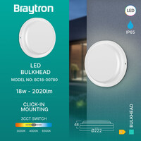 Braytron Braytron LED Wand Lamp - Rond - 18W - IP65 - CCT - Wit