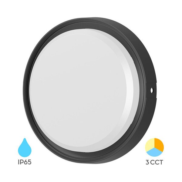 Braytron Braytron LED Wand Lamp - Rond - 18W - IP65 - CCT - Zwart