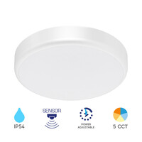 Braytron Braytron LED Lamp met Bewegingssensor - Rond - 20W - IP54 - CCT - Wit