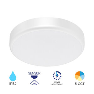 Braytron LED Lamp met Bewegingssensor - Rond - 20W - IP54 - CCT - Wit