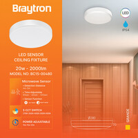 Braytron Braytron LED Lamp met Bewegingssensor - Rond - 20W - IP54 - CCT - Wit