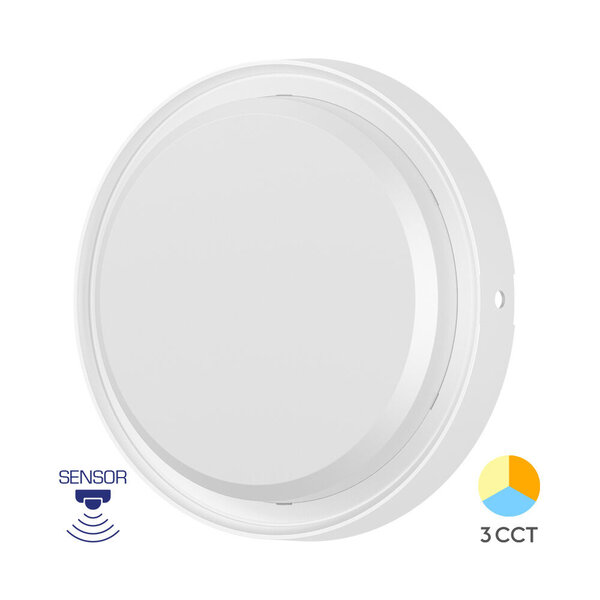 Braytron Braytron LED Lamp met Bewegingssensor - Rond - 18W - IP65 - CCT - Wit