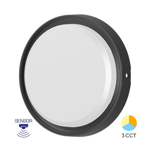 Braytron LED Lamp met Bewegingssensor - Rond - 18W - IP65 - CCT - Zwart