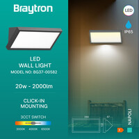 Braytron Braytron Napoli LED Wand Lamp - 20W - IP65 - CCT - Antraciet