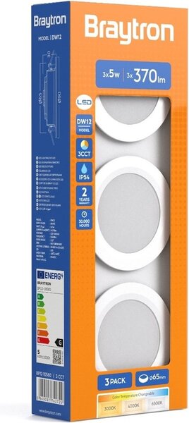 Braytron Braytron Downlight Set met 3 Spots - 5W - IP54 - CCT - Wit