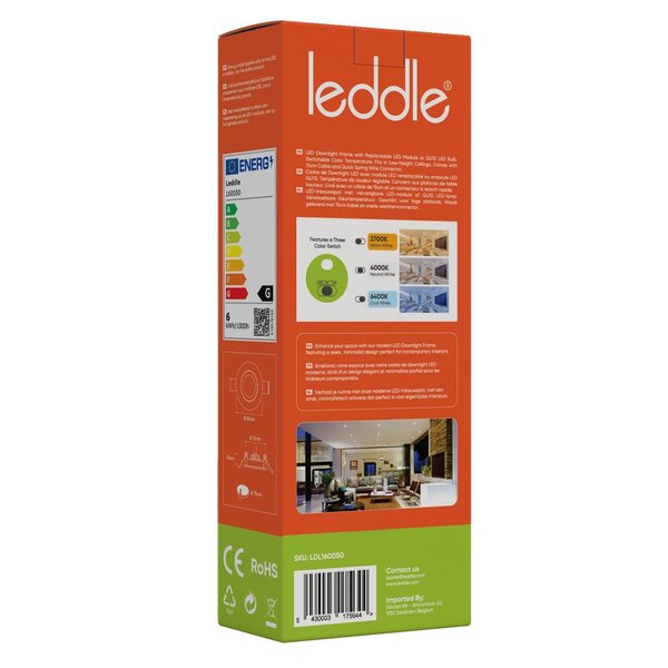 Leddle Leddle Downlight Set met 3 Dimbare Spots - 6W - 6IN1 - CCT - Flicker Free - Wit