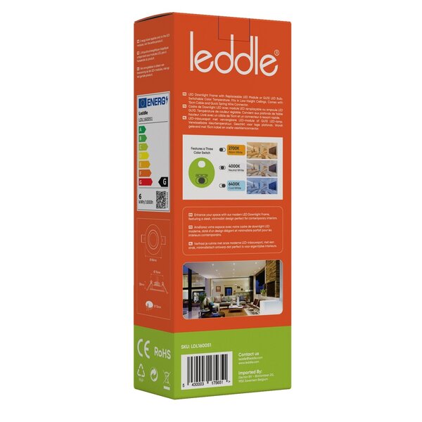 Leddle Leddle Downlight Set met 3 Dimbare Spots - 6W - 6IN1 - CCT - Flicker Free - Zwart