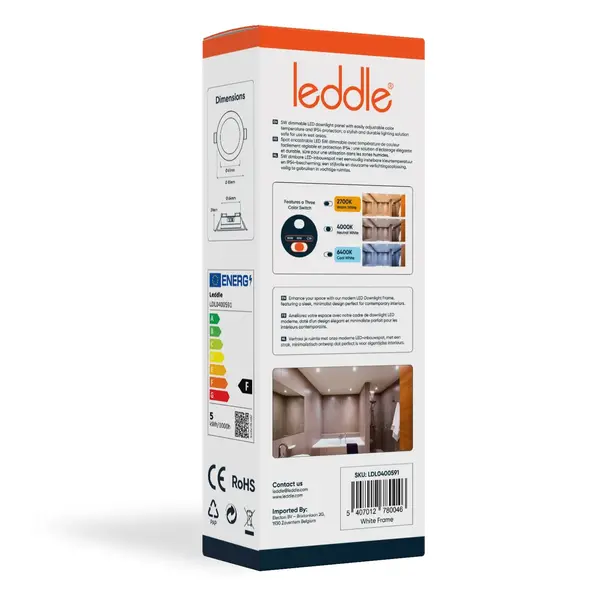 Leddle Leddle Downlight Set met 3 Spots - 5W - IP54 - CCT - Dimbaar - Wit