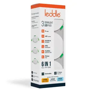 Leddle Downlight Set met 3 Spots - 5W - IP54 - CCT - Dimbaar - Wit