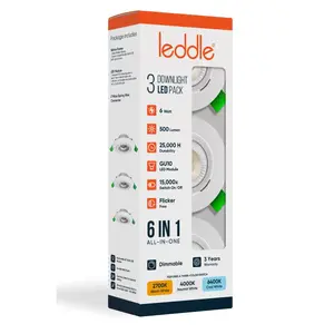 Leddle Downlight Set met 3 Dimbare Spots - 6W - 6IN1 - CCT - Flicker Free - Wit