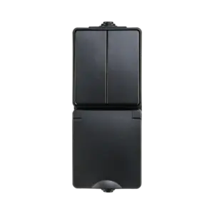 ION Industries Opbouw Combinatie Verticaal Wandcontactdoos en Serieschakelaar IP55 Zwart