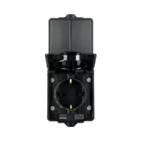 ION Industries Opbouw Combinatie Verticaal Wandcontactdoos en Serieschakelaar IP55 Zwart