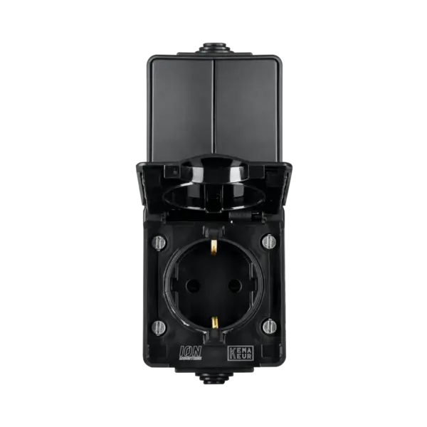 ION Industries Opbouw Combinatie Verticaal Wandcontactdoos en Serieschakelaar IP55 Zwart