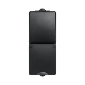 ION Industries Opbouw Combinatie Verticaal Wandcontactdoos en Wisselschakelaar IP55 Zwart