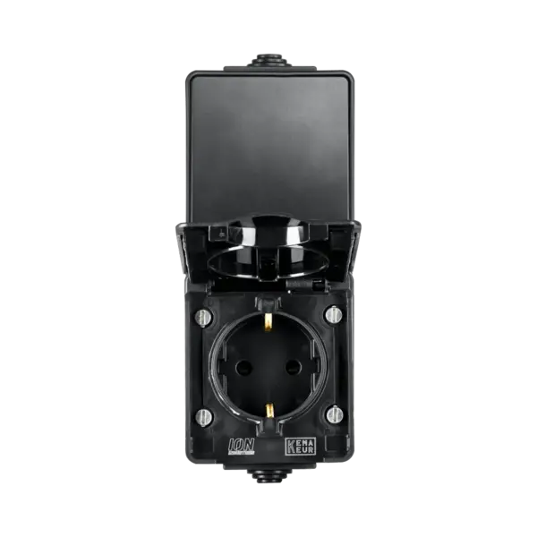 ION Industries Opbouw Combinatie Verticaal Wandcontactdoos en Wisselschakelaar IP55 Zwart