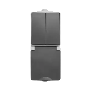 ION Industries Opbouw Combinatie Verticaal Wandcontactdoos en Serieschakelaar IP55 Grijs