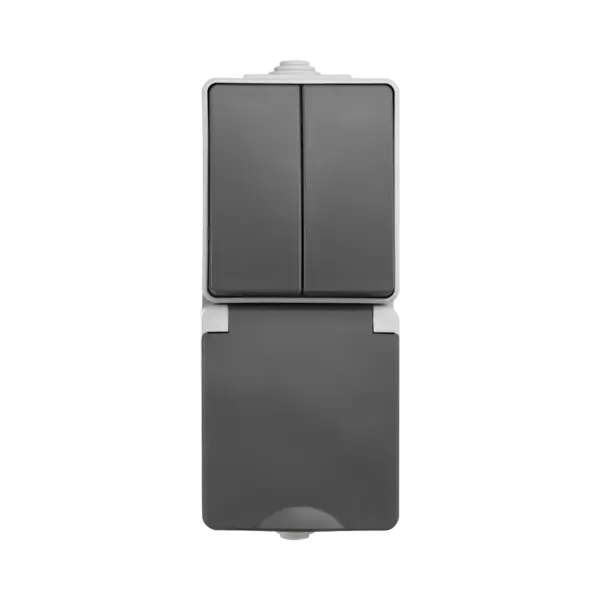 ION Industries Opbouw Combinatie Verticaal Wandcontactdoos en Serieschakelaar IP55 Grijs