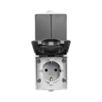 ION Industries Opbouw Combinatie Verticaal Wandcontactdoos en Serieschakelaar IP55 Grijs