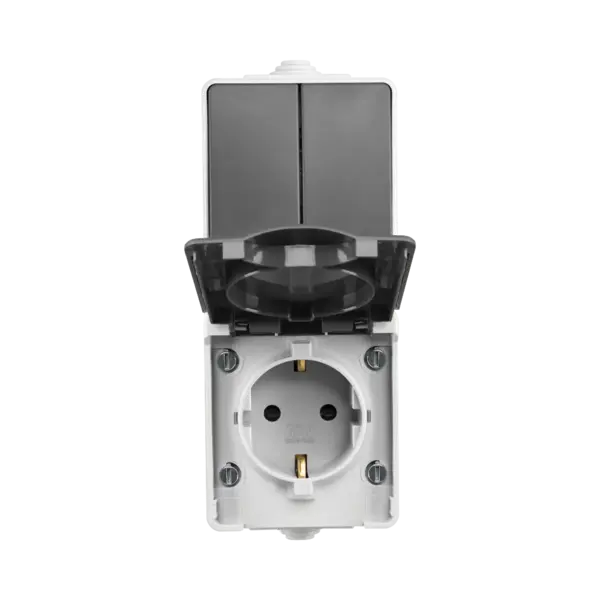 ION Industries Opbouw Combinatie Verticaal Wandcontactdoos en Serieschakelaar IP55 Grijs