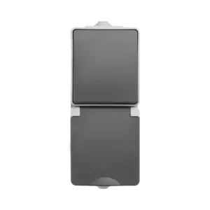 ION Industries Opbouw Combinatie Verticaal Wandcontactdoos en Wisselschakelaar IP55 Grijs