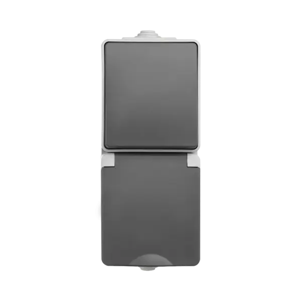 ION Industries Opbouw Combinatie Verticaal Wandcontactdoos en Wisselschakelaar IP55 Grijs