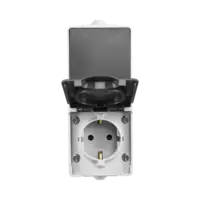 ION Industries Opbouw Combinatie Verticaal Wandcontactdoos en Wisselschakelaar IP55 Grijs