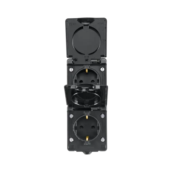 ION Industries Opbouw Wandcontactdoos 2-voudig Verticaal IP55 Zwart